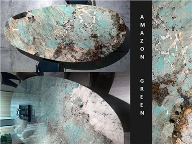 Zaļa marmora ovāls pusdienu galds